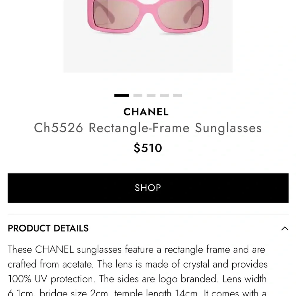 CHANEL Pink Rectangular Sunglasses with CC Cutout Temples - Picture 3 of 13